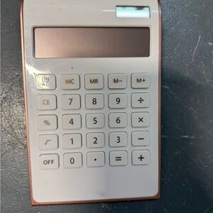 Compact White and Brown Calculator LAST CHANCE